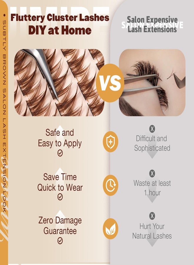 JIMIRE Anime Cluster Lashes Brown Lash Clusters Manga Eyelash Clusters Natural Dark Brown Individual Lashes 10-16MM Fairy Cluster Eyelash Extensions 110Pcs DIY Spiky Cluster Lashes at Home by JIMIRE - Image 5