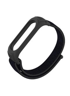 For Xiaomi Mi Band 5/4/3 Texture Case Hook and Loop Fastener Watch Band Black Sand