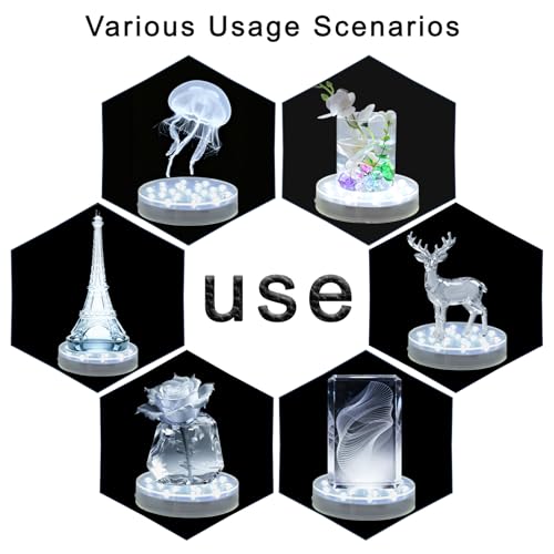 LARDUX Led Light Base - 6 Inch Round Display Pedestal Light Stand Plate Flat for 3D Crystal Cube Glass Art Acrylic Statues - USB Charge or Battery Powered - Image 3