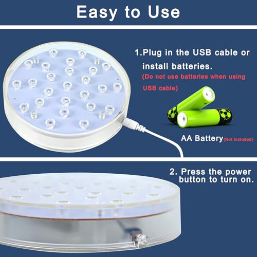 LARDUX Led Light Base - 6 Inch Round Display Pedestal Light Stand Plate Flat for 3D Crystal Cube Glass Art Acrylic Statues - USB Charge or Battery Powered - Image 5