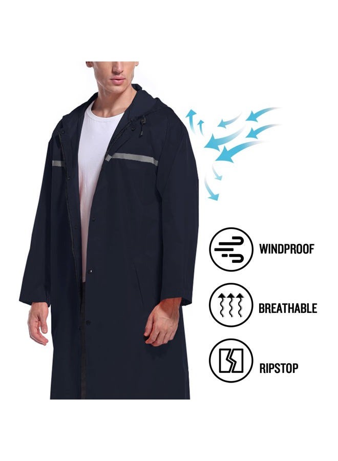 SquarePie Mens Long Hooded Safety Rain Jacket Waterproof Emergency Raincoat Poncho(Navy,L) - Image 5