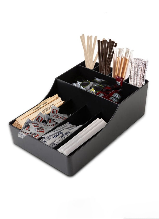 HOOPZOZA Coffee Station Organizer for Counter Multi Function Straw Rack Storage Box Tea Bag Holder Coffee and Tea Condiment Storage Organizer  - Image 1