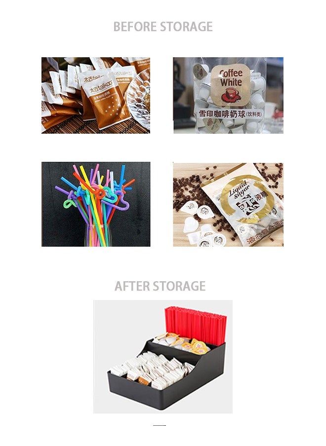 HOOPZOZA Coffee Station Organizer for Counter Multi Function Straw Rack Storage Box Tea Bag Holder Coffee and Tea Condiment Storage Organizer  - Image 3