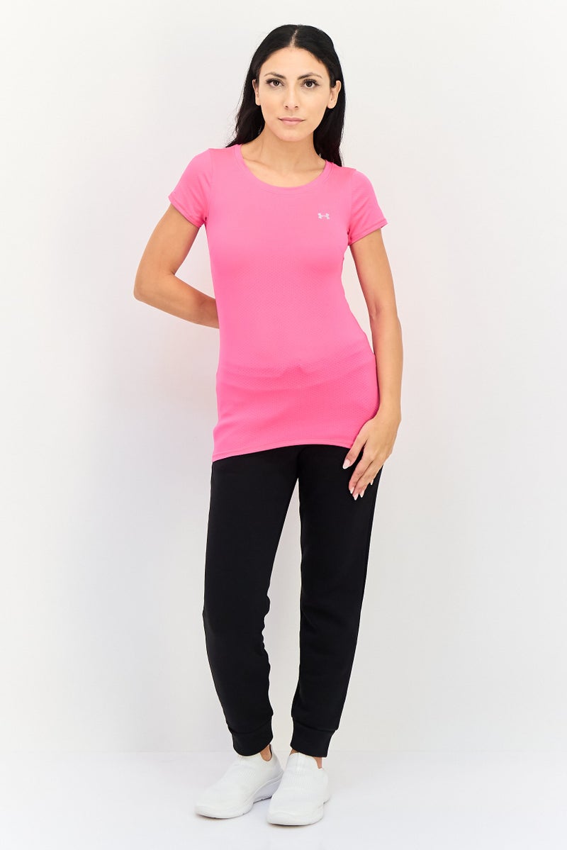 UNDER ARMOUR تي شيرت تدريب للنساء من ماركة لياقة بدنية، وردي داكن - Image 4