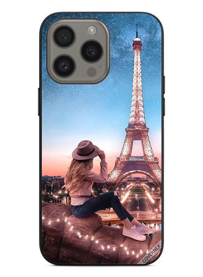 Covernex Protective Case Cover For Apple iPhone 15 Pro Hat Girl & Eiffel Tower - Image 1