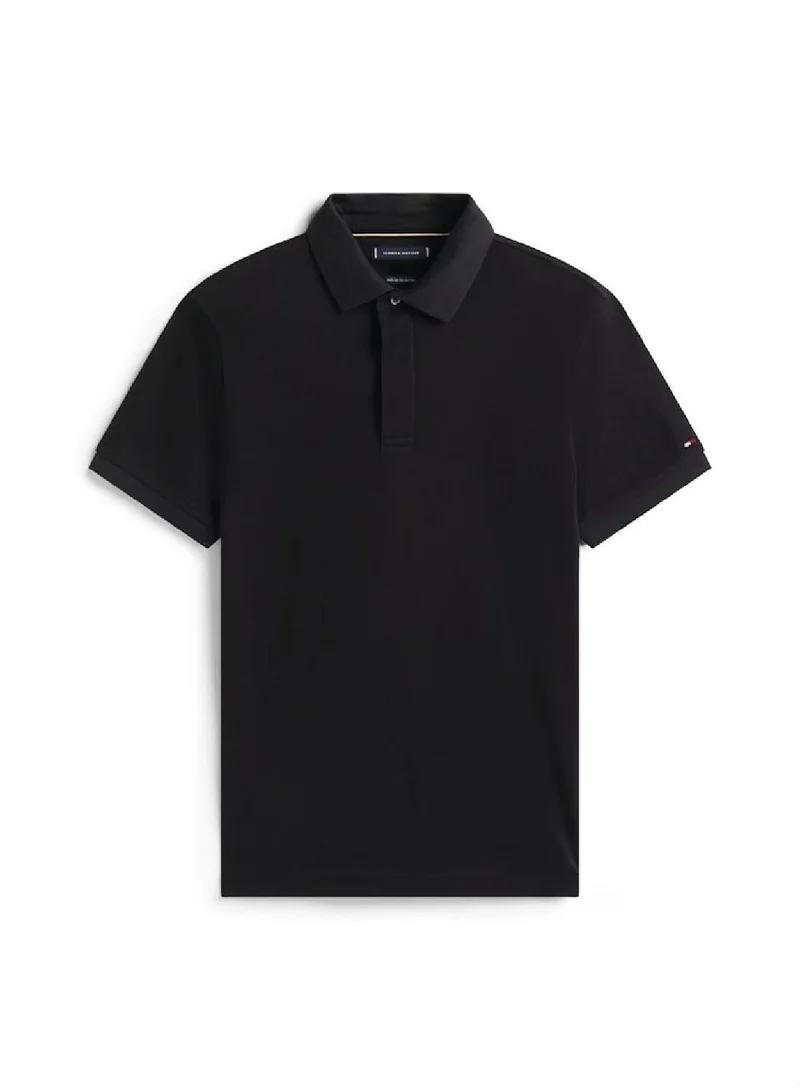TOMMY HILFIGER Black Hidden Placket Regular Polo Shirt for Men | Best Price UAE