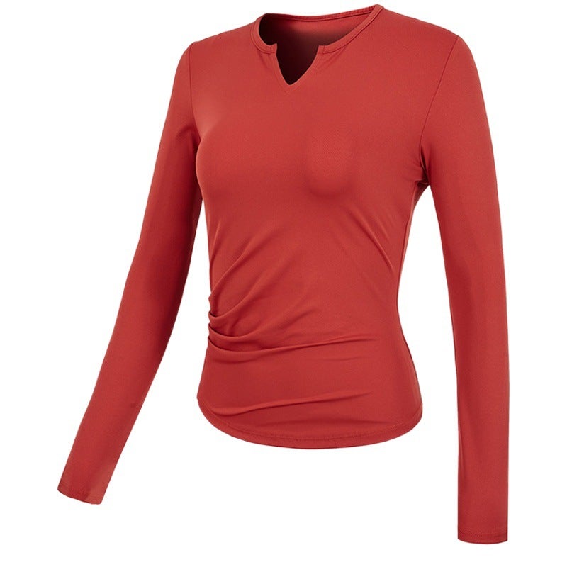 الرياضة أعلى النساء V-Neck تمتد تجفيف سريع ملابس اليوغا التدريب الأكمام الطويلة ضيقة التخسيس ملابس اللياقة البدنية الخريف والشتاء - Image 2