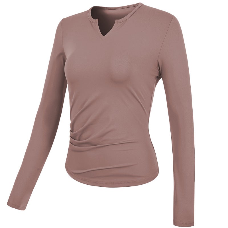 الرياضة أعلى النساء V-Neck تمتد تجفيف سريع ملابس اليوغا التدريب الأكمام الطويلة ضيقة التخسيس ملابس اللياقة البدنية الخريف والشتاء - Image 1