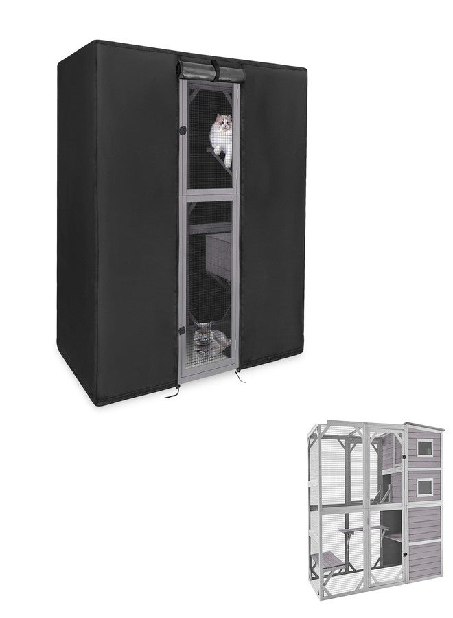 Kingling Outdoor Cat House Cover Weatherproof, Thermal Covers for Outdoor Cat House Catio Cat Cage Cover Winter for Large Cat Catio 4 Tiers Pet Enclosures House (Cover Only)- 77 "L x 36 "W x 70 "H - Image 1