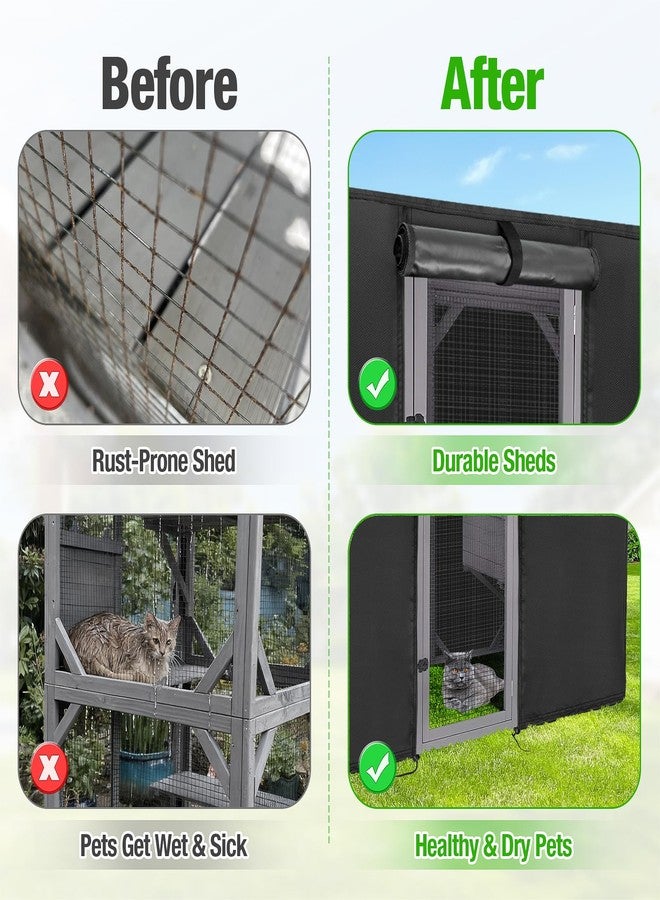 Kingling Outdoor Cat House Cover Weatherproof, Thermal Covers for Outdoor Cat House Catio Cat Cage Cover Winter for Large Cat Catio 4 Tiers Pet Enclosures House (Cover Only)- 77 "L x 36 "W x 70 "H - Image 3