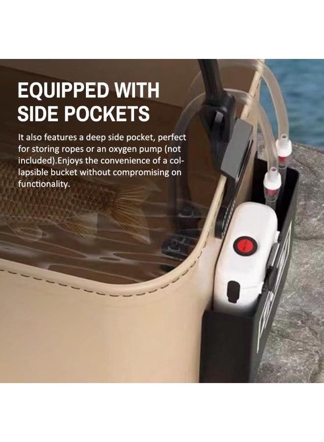 دلو الصيد القابل للطي ، البال المائي المحمول للصيد ، 13L / 3.43Gal ، للمشي لمسافات طويلة الصيد التخييم السفر القوارب مع حبل أمتار - Image 3