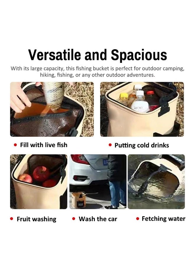 دلو الصيد القابل للطي ، البال المائي المحمول للصيد ، 13L / 3.43Gal ، للمشي لمسافات طويلة الصيد التخييم السفر القوارب مع حبل أمتار - Image 5