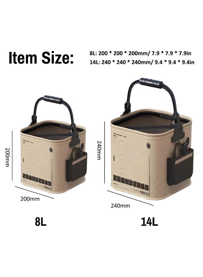 دلو الصيد القابل للطي ، البال المائي المحمول للصيد ، 13L / 3.43Gal ، للمشي لمسافات طويلة الصيد التخييم السفر القوارب مع حبل أمتار - Image 2