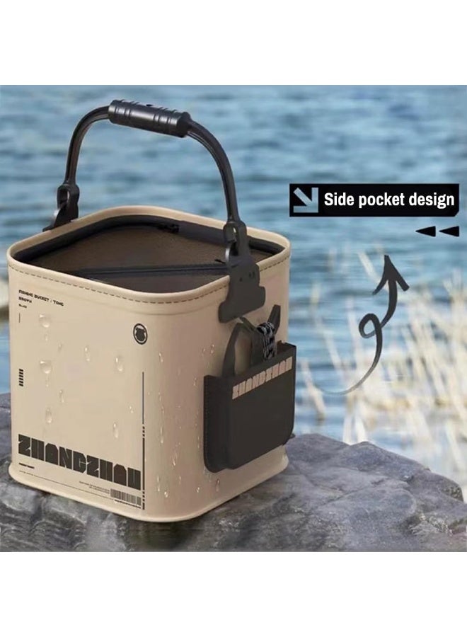 دلو الصيد القابل للطي ، البال المائي المحمول للصيد ، 13L / 3.43Gal ، للمشي لمسافات طويلة الصيد التخييم السفر القوارب مع حبل أمتار - Image 4