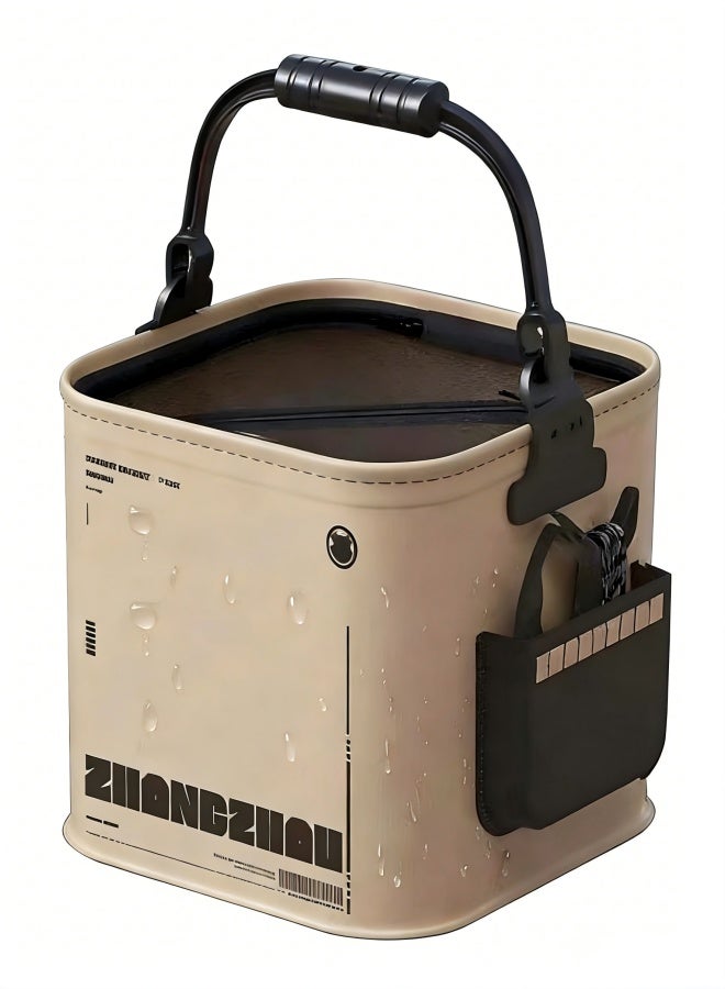 Foldable Fishing Bucket, Portable Fishing Water Pail, 13L/3.43Gal, for Hiking Fishing Camping Traveling Boating with Meters Rope - Image 1