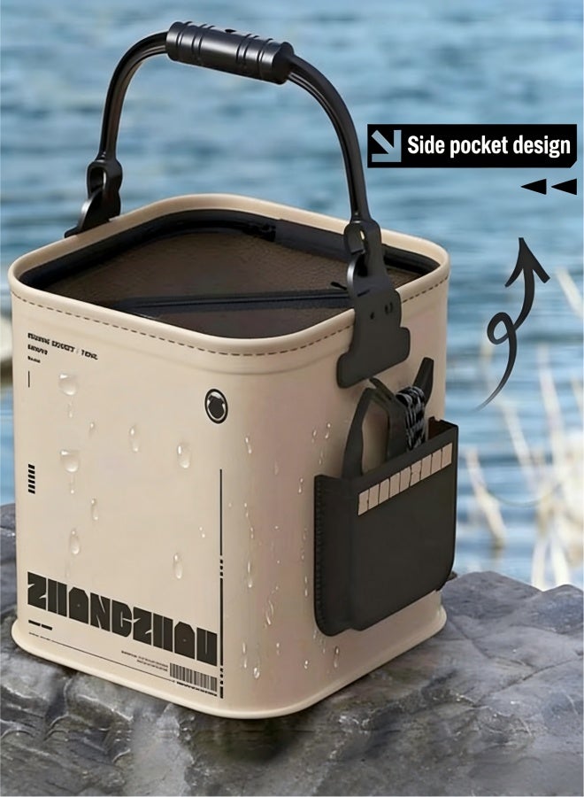 Foldable Fishing Bucket, Portable Fishing Water Pail, 13L/3.43Gal, for Hiking Fishing Camping Traveling Boating with Meters Rope - Image 3