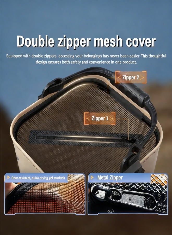 Foldable Fishing Bucket, Portable Fishing Water Pail, 13L/3.43Gal, for Hiking Fishing Camping Traveling Boating with Meters Rope - Image 5