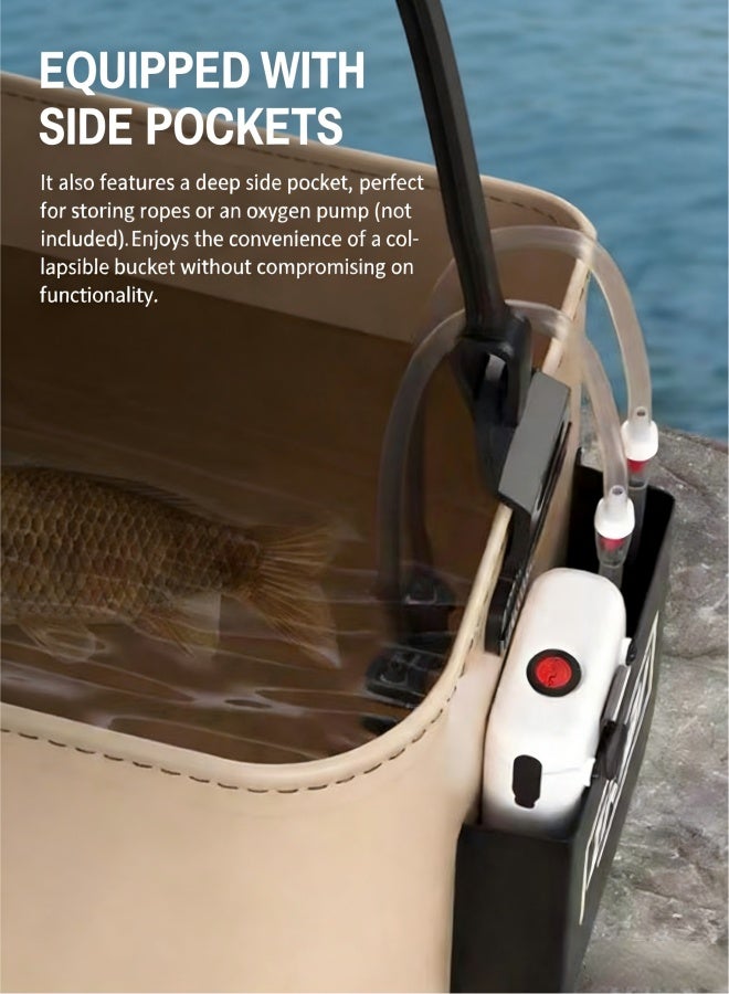 Foldable Fishing Bucket, Portable Fishing Water Pail, 13L/3.43Gal, for Hiking Fishing Camping Traveling Boating with Meters Rope - Image 2
