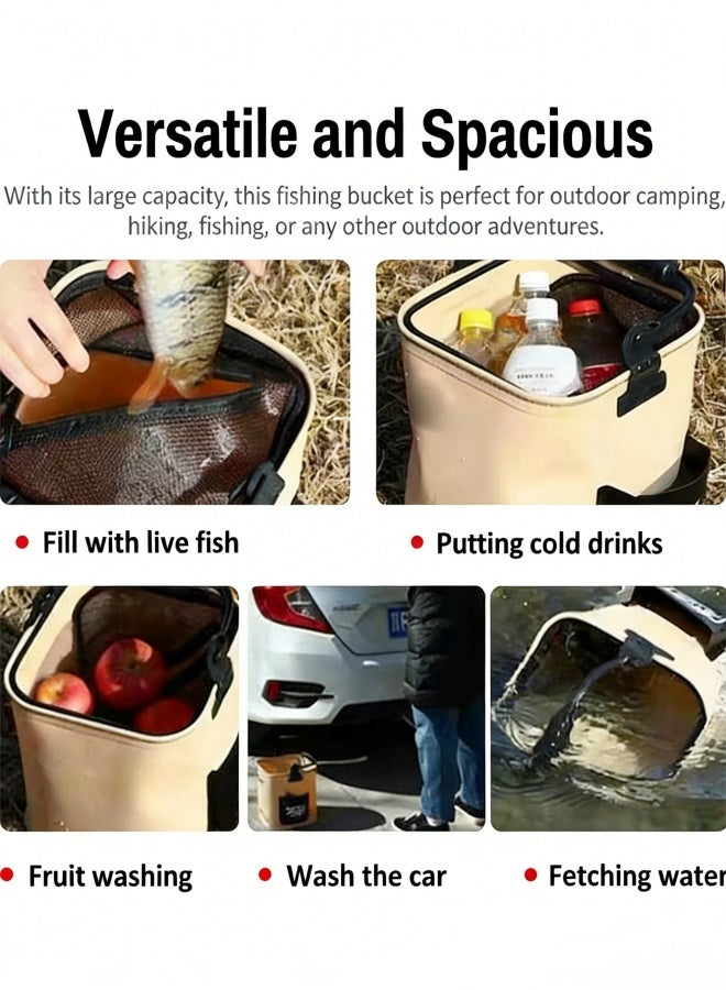 Foldable Fishing Bucket, Portable Fishing Water Pail, 13L/3.43Gal, for Hiking Fishing Camping Traveling Boating with Meters Rope - Image 4