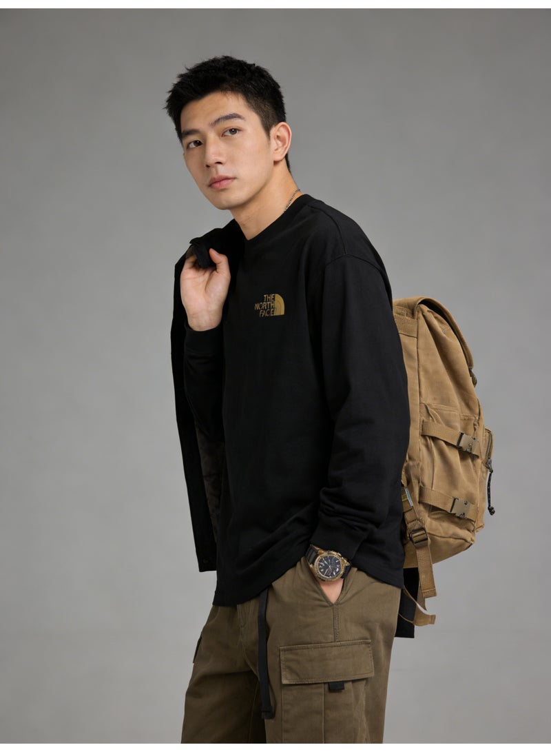The North Face cotton long-sleeved T-shirt is printed with the letter Logo and weighs 320g. It is unisex, loose and comfortable. The cotton fabric is soft and breathable, popular for youth sports and leisure, and the top is soft and skin-friendly. - Image 4
