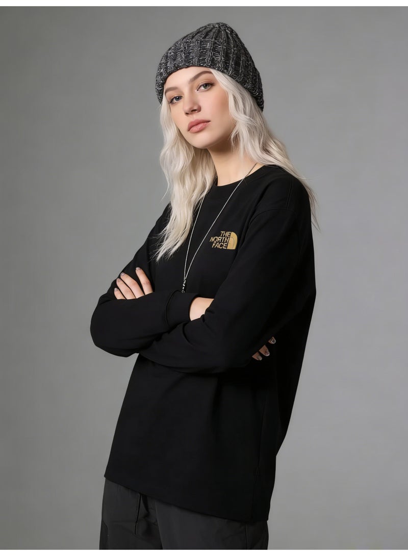 The North Face cotton long-sleeved T-shirt is printed with the letter Logo and weighs 320g. It is unisex, loose and comfortable. The cotton fabric is soft and breathable, popular for youth sports and leisure, and the top is soft and skin-friendly. - Image 1