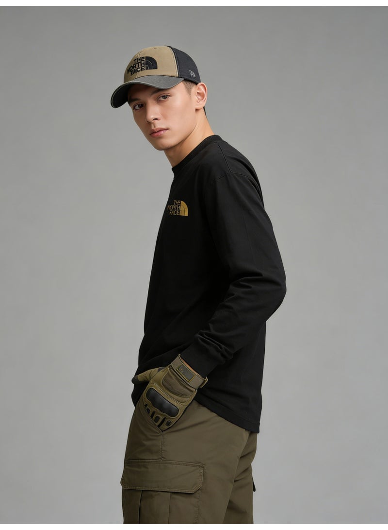 The North Face cotton long-sleeved T-shirt is printed with the letter Logo and weighs 320g. It is unisex, loose and comfortable. The cotton fabric is soft and breathable, popular for youth sports and leisure, and the top is soft and skin-friendly. - Image 2
