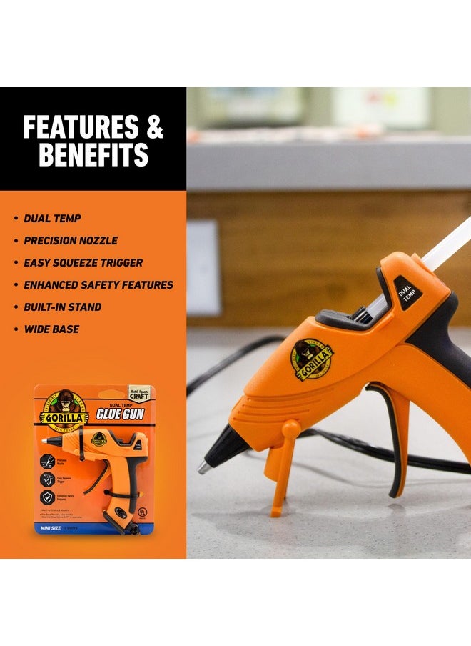 Gorilla Dual Temp Mini Hot Glue Gun Kit With 30 Hot Glue Sticks, Precision Nozzle, And Easy Squeeze Trigger, For Diy, Craft, Repairs, And More, Orange (Combo Pack:1 Mini Gun, 30 Glue Sticks)  - Image 2