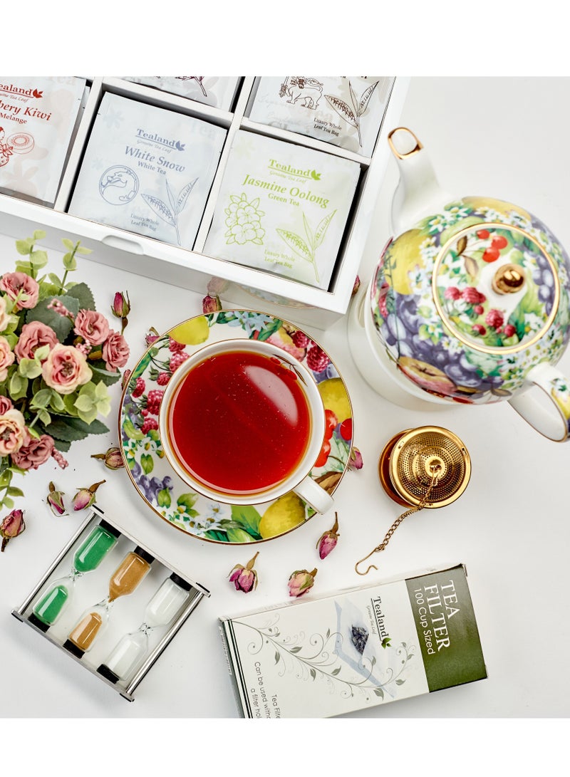 تيلاند كوب وفواكه خزفي آمن للغسل في الميكروويف وغسالة الأطباق مع حافة ذهبية مثالية للقهوة كابتشينو واسبريسو والشاي - Image 4