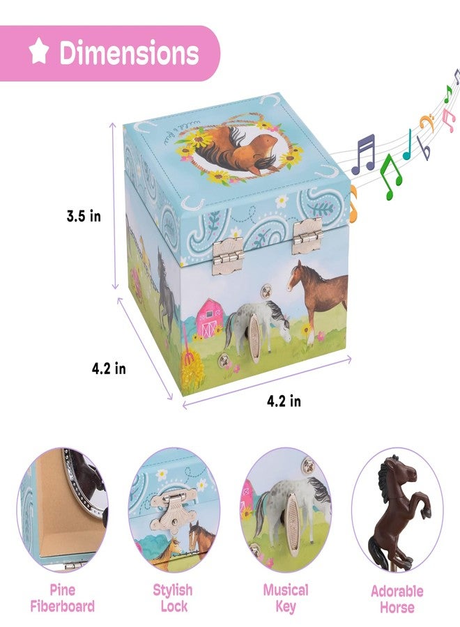 Jewelkeeper Girl's Musical Jewelry Storage Box Pullout Drawer, Horse and Barn Design, Home on the Range Tune - Image 3