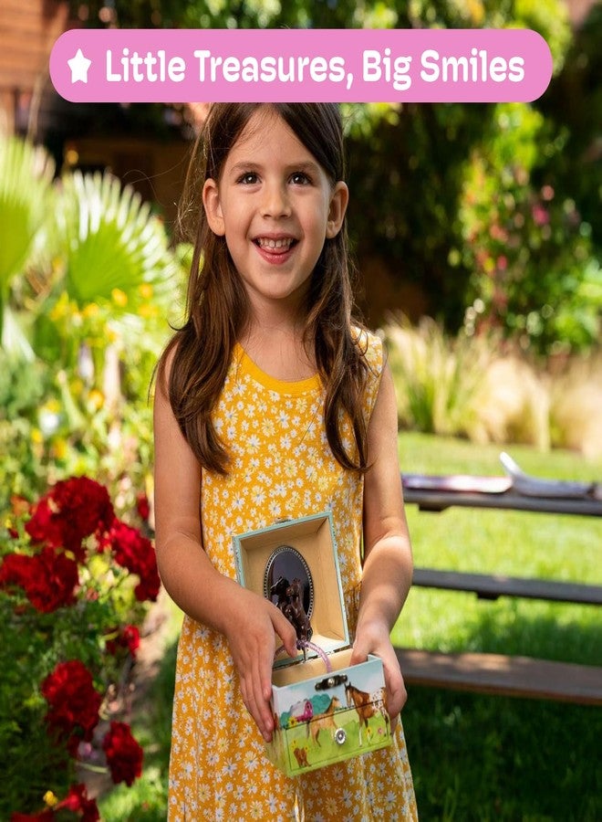 Jewelkeeper Girl's Musical Jewelry Storage Box Pullout Drawer, Horse and Barn Design, Home on the Range Tune - Image 2