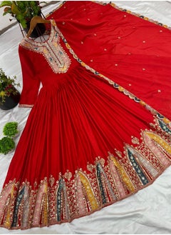 Super Asian Designer Party Wear Look Gown-Dupatta in Heavy Multi Thread Embroidery Sequence Work  - Image 1