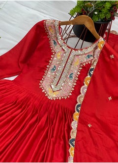 Super Asian Designer Party Wear Look Gown-Dupatta in Heavy Multi Thread Embroidery Sequence Work  - Image 2