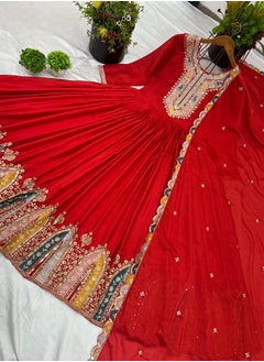 Super Asian Designer Party Wear Look Gown-Dupatta in Heavy Multi Thread Embroidery Sequence Work  - Image 3