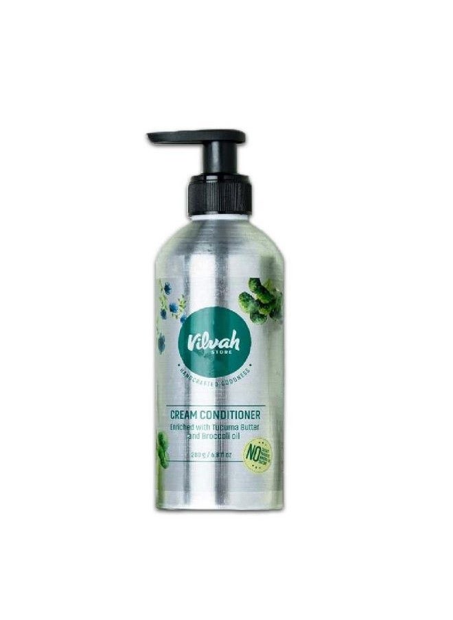 vilvah STORE - Hair Cream Conditioner ; For Dry And Frizzy Hair ; Deeply Conditions Damaged Hair ; Paraben & Sulphate Free Conditioner ; Gives Soft Silky And Shiny Look ; For Men & Women ; 200 Ml - Image 1