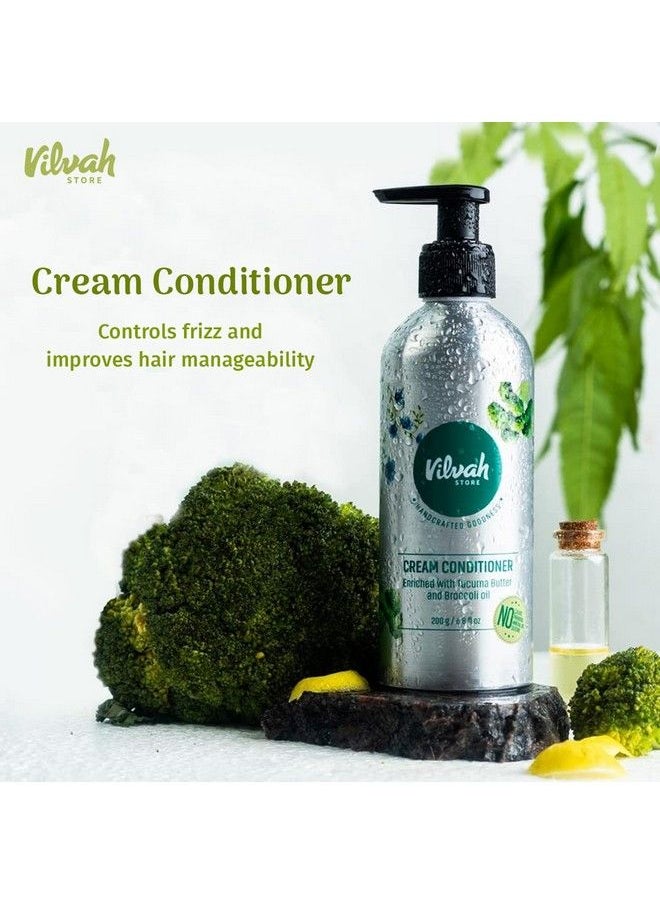 vilvah STORE - Hair Cream Conditioner ; For Dry And Frizzy Hair ; Deeply Conditions Damaged Hair ; Paraben & Sulphate Free Conditioner ; Gives Soft Silky And Shiny Look ; For Men & Women ; 200 Ml - Image 1
