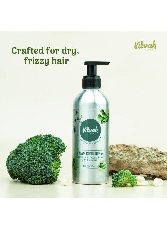vilvah STORE - Hair Cream Conditioner ; For Dry And Frizzy Hair ; Deeply Conditions Damaged Hair ; Paraben & Sulphate Free Conditioner ; Gives Soft Silky And Shiny Look ; For Men & Women ; 200 Ml - Image 1