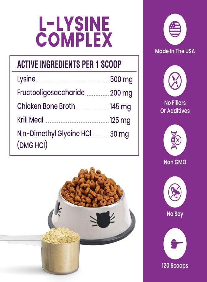 Special Breed L-Lysine for Cats and Kittens – Cat Supplement for Immune, Respiratory & Eye Support – Lysine Powder with Prebiotics, Bone Broth, Krill, & DMG for Sneezing, Vision, Immunity – 120 Scoops - Image 5