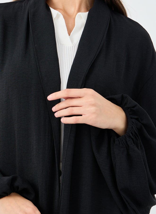 ستايلي عباية نسائية بياقة شال مفتوحة من الأمام باللون الأسود - Image 4