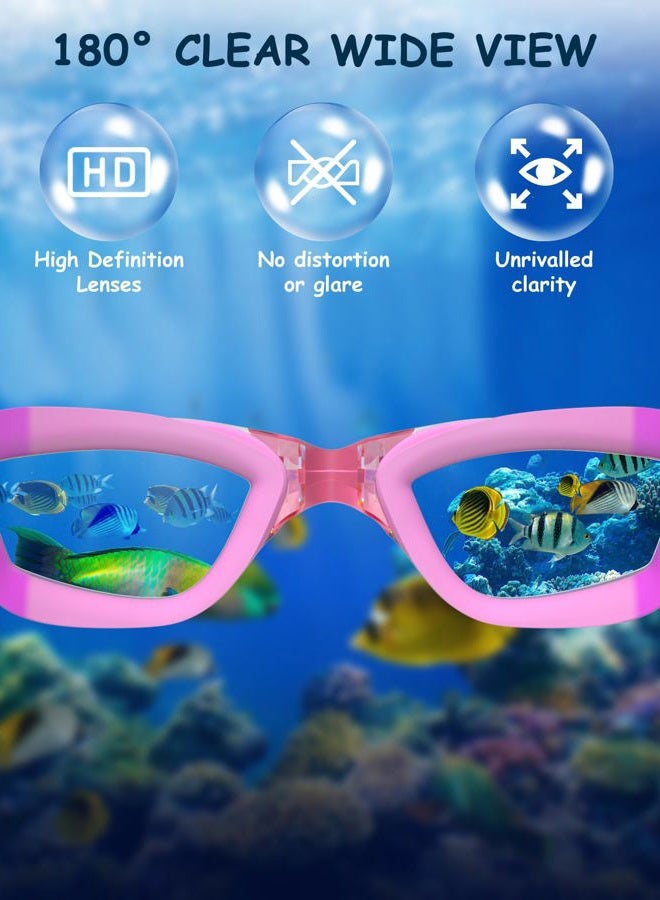 Hurdilen Kids Swim Goggles, Swimming Goggles for Kids Toddlers 3-14 with Swim Cap, Nose Clip, Nose Bridge, Ear Plugs - Image 4