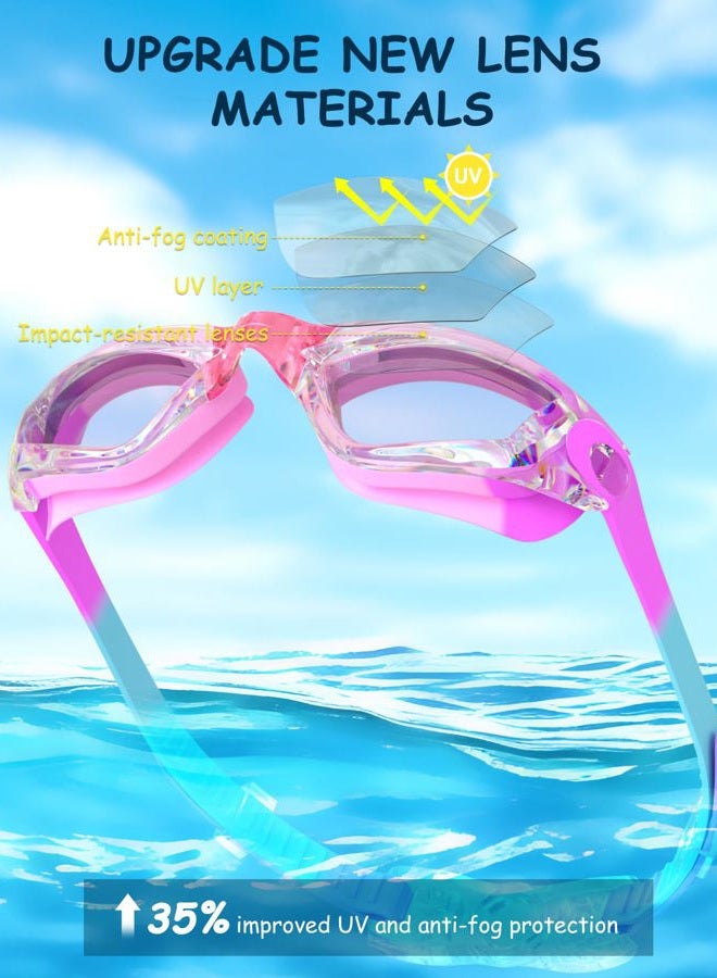 Hurdilen Kids Swim Goggles, Swimming Goggles for Kids Toddlers 3-14 with Swim Cap, Nose Clip, Nose Bridge, Ear Plugs - Image 3