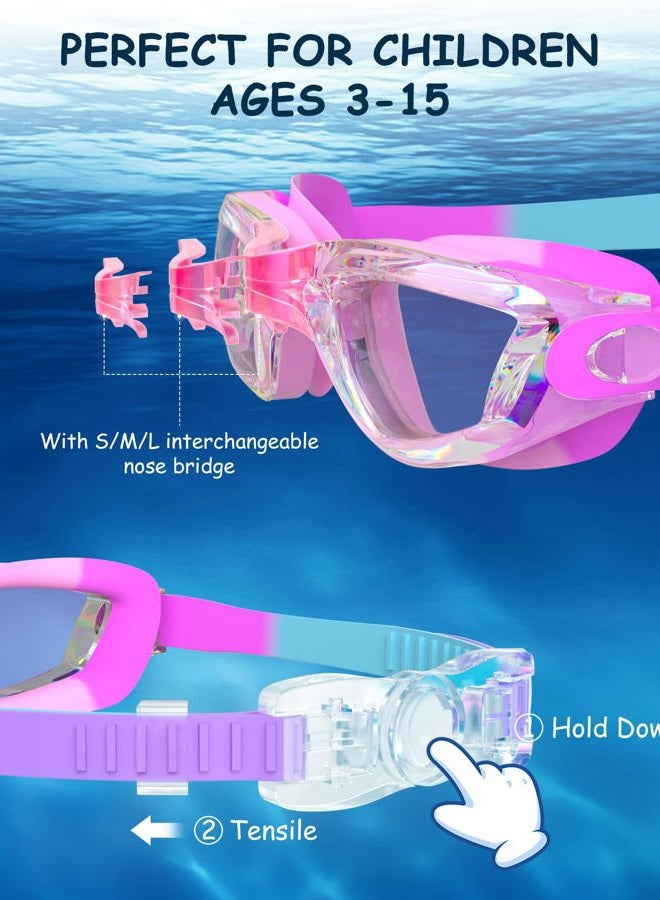 Hurdilen Kids Swim Goggles, Swimming Goggles for Kids Toddlers 3-14 with Swim Cap, Nose Clip, Nose Bridge, Ear Plugs - Image 2
