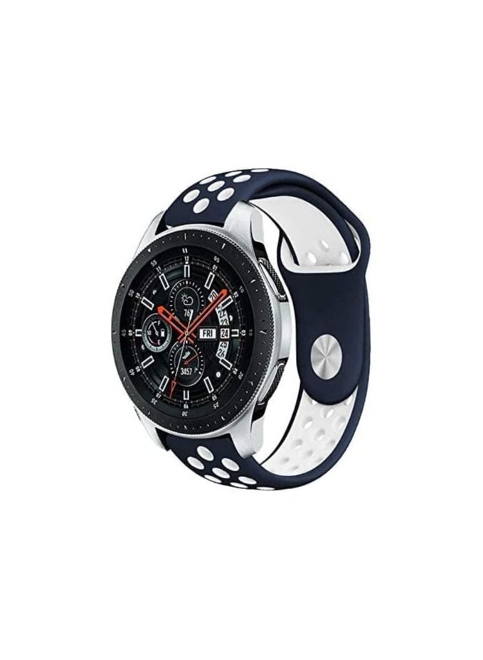Compatible Samsung Galaxy Watch (46mm) Bands, 22mm Width Soft Silicone Sport Band Replacement Strap Quick Release Pin Compatible Samsung Galaxy Watch (46mm) Blue/white