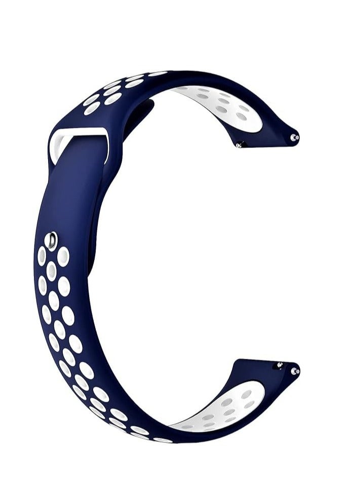 Compatible Samsung Galaxy Watch (46mm) Bands, 22mm Width Soft Silicone Sport Band Replacement Strap Quick Release Pin Compatible Samsung Galaxy Watch (46mm) Blue/white