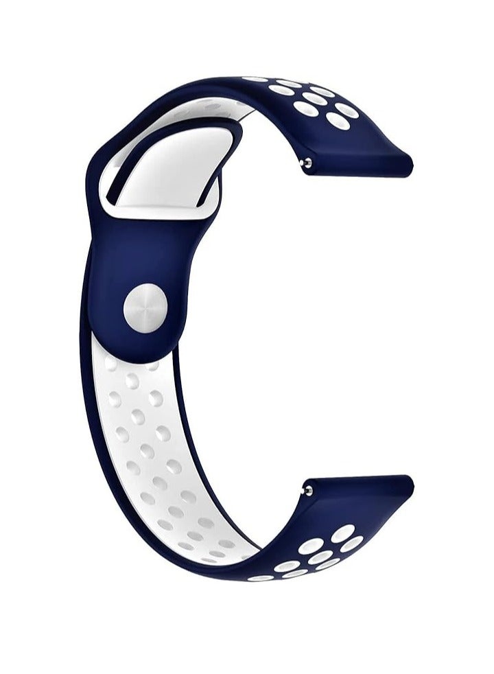 Compatible Samsung Galaxy Watch (46mm) Bands, 22mm Width Soft Silicone Sport Band Replacement Strap Quick Release Pin Compatible Samsung Galaxy Watch (46mm) Blue/white