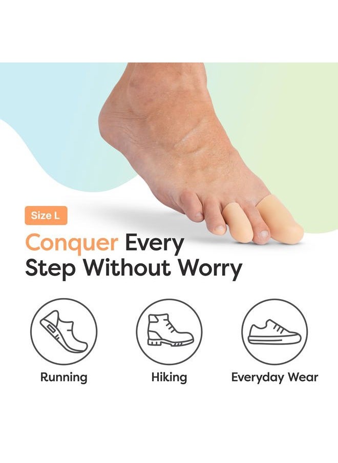 Zentoes 6 Pack Gel Toe Cap and Protector - Cushions and Protects to Provide Relief from Missing or Ingrown Toenails, Corns, Blisters, Hammer Toes (Large, Beige)  - Image 2