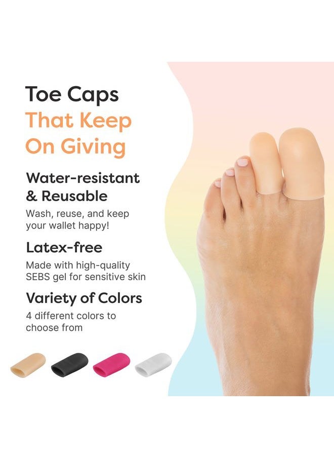 Zentoes 6 Pack Gel Toe Cap and Protector - Cushions and Protects to Provide Relief from Missing or Ingrown Toenails, Corns, Blisters, Hammer Toes (Large, Beige)  - Image 5