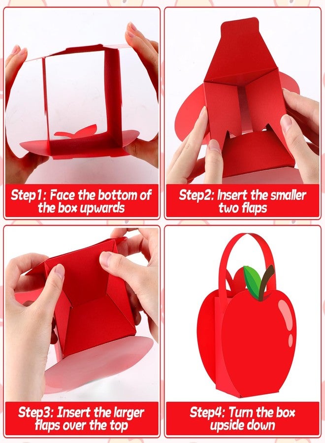 CHUNNIN 12 Pcs Teacher Appreciation Gift Bags with Handle Apple Paper Goodie Treat Candy Bags Boxes Bulk for Teacher Day End of Year Graduation Back to School Favors Supplies - Image 3