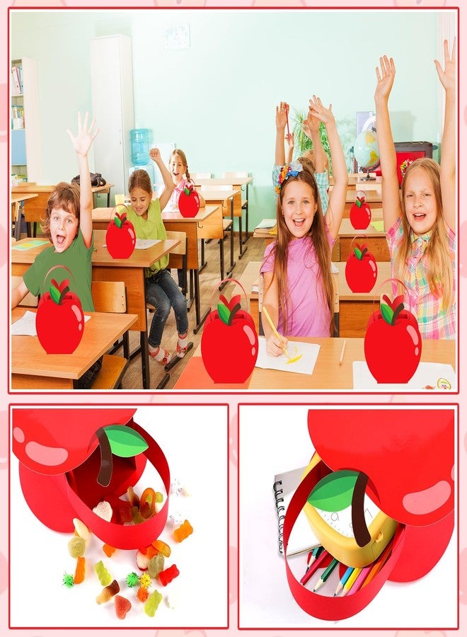 CHUNNIN 12 Pcs Teacher Appreciation Gift Bags with Handle Apple Paper Goodie Treat Candy Bags Boxes Bulk for Teacher Day End of Year Graduation Back to School Favors Supplies - Image 5