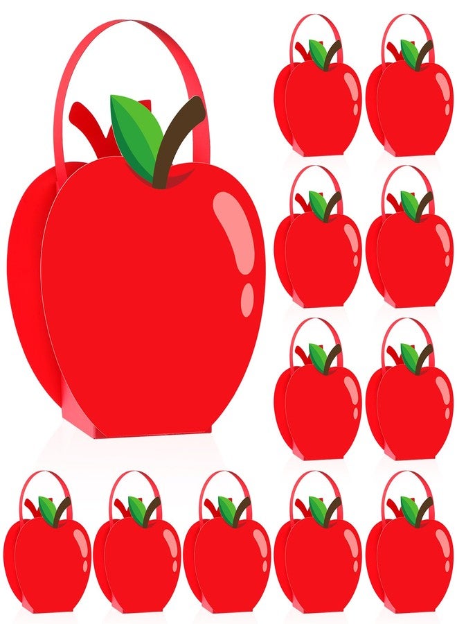 CHUNNIN 12 Pcs Teacher Appreciation Gift Bags with Handle Apple Paper Goodie Treat Candy Bags Boxes Bulk for Teacher Day End of Year Graduation Back to School Favors Supplies - Image 1