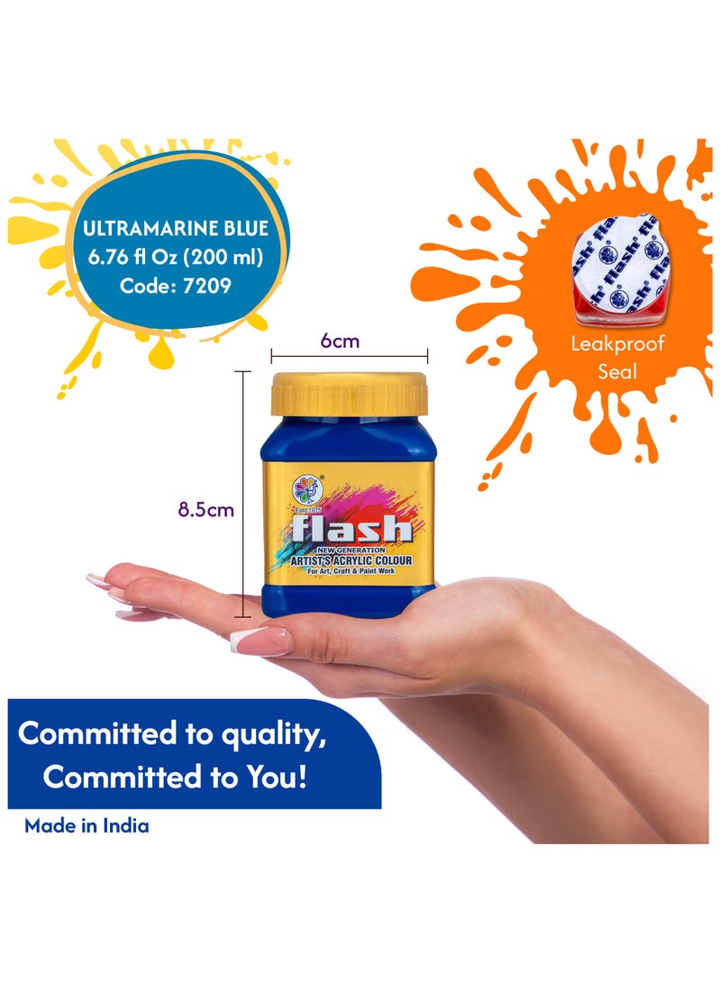 فلاش طلاء أكريليك معدني ممتاز من فلاش، مصبوغ بدرجة عالية ومقاوم للبهتان، غير سام، طلاء متعدد الأسطح للفنانين والرسامين الهواة والأطفال (أزرق) - Image 2